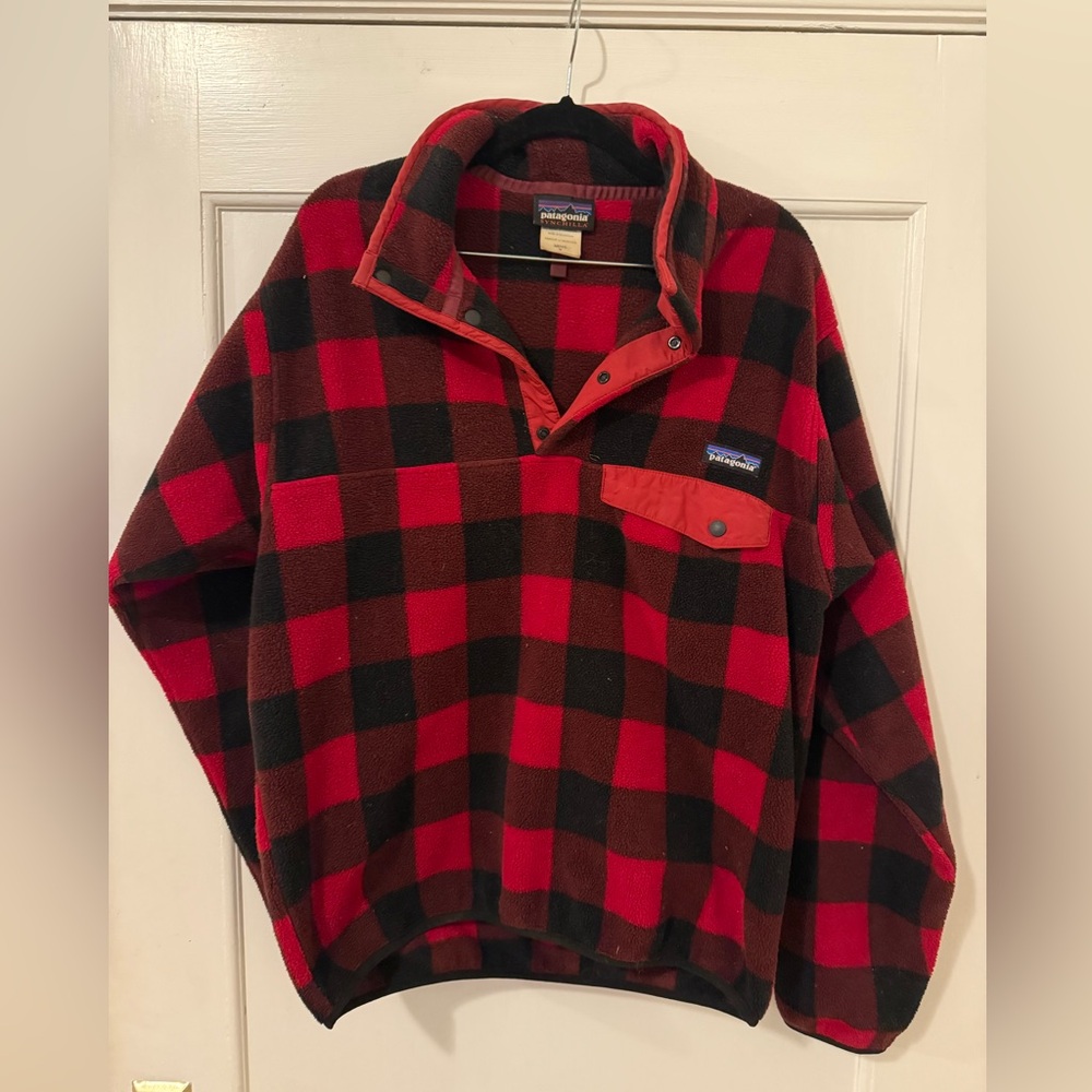 Patagonia Buffalo Red and Black Check Fleece Pullover
